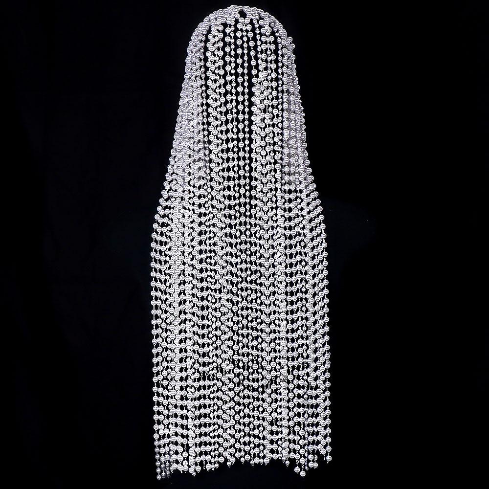 Long fringe Pearl headdress Hair chain Fashion personality Stage Show Hair accessories Ladies Sexy retro exaggerated jewelry acc