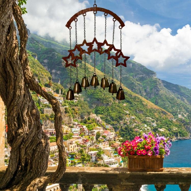 Heart Wall Decoration Hanging Western Five Pointed Star Decoration Metal Star Witch Chime Indoor Outdoor Decoration Hanging