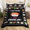 Sushi Duvet Cover Twin Japanese Cherry Blossoms Bedding Set for Girls Boys Room Decor Kawaii Sushi Japan Food Comforter Cover