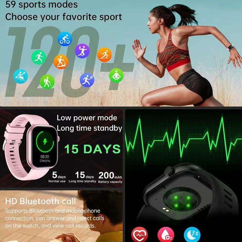 2025 Nové chytré hodinky Bezdrátové nabíjení Chytré hodinky Bluetooth hovory Muži Ženy Chytré hodinky Fitness náramek Vlastní ciferník