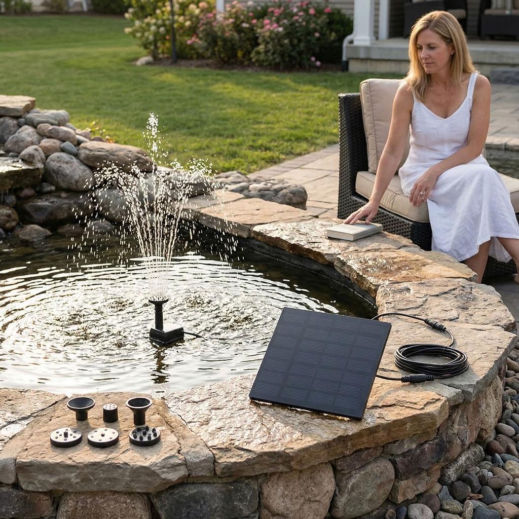 1.2W Solar Fountain 7V Summer Solar Panel DIY Solar Water Pump Kit for Outdoor Garden Solar Fountain Water Pump Decoration