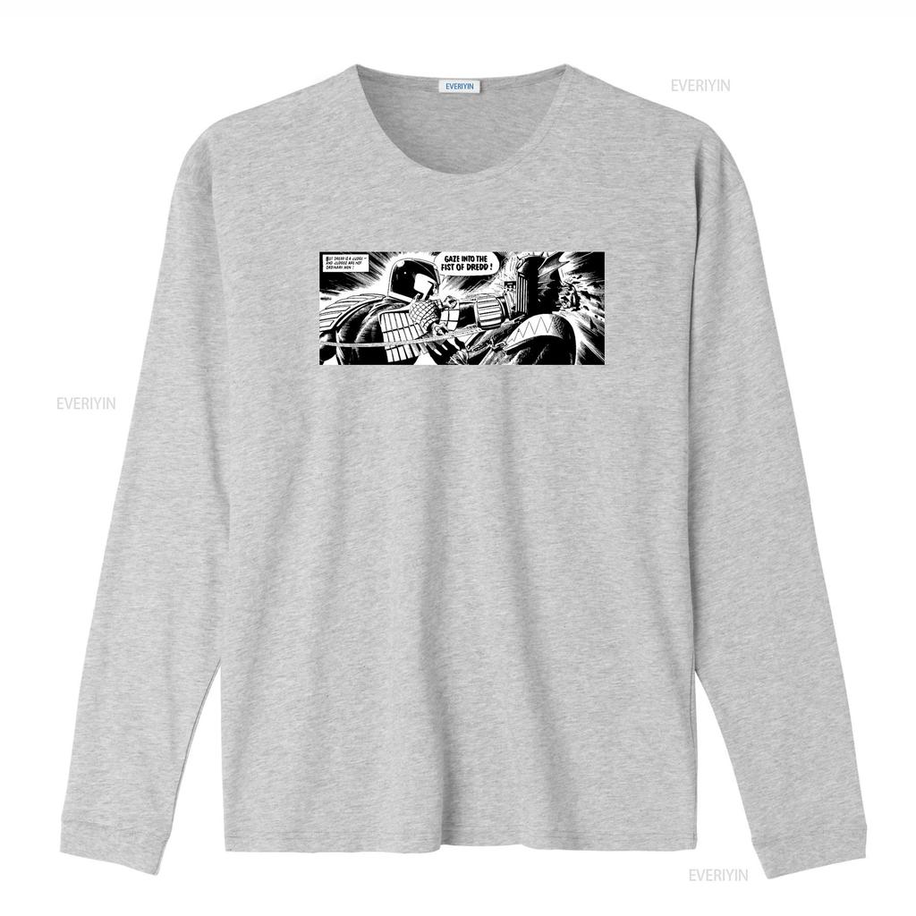 2000 Ad Judge Dredd Fist Of T shirt for Men Retro Comic Style Print vintage Washed Versatile Top For Everyday Wear Unisex