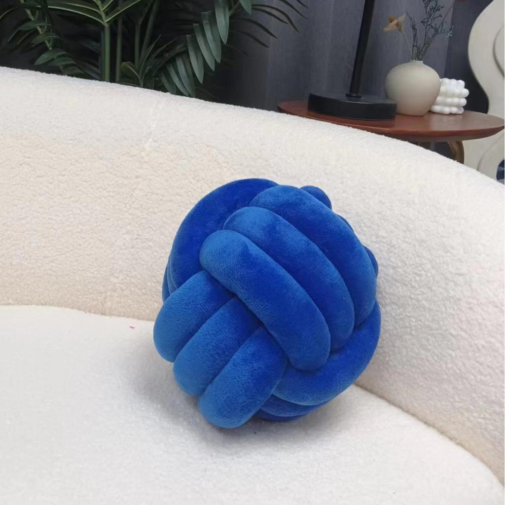 Nordic Hand-Woven Velvet Knot Pillow - Three-Strand Rope Ball Design