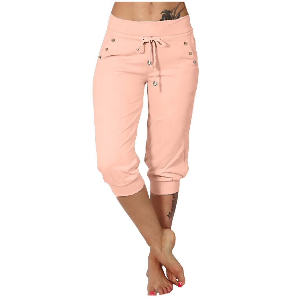 

Pants For Women Casual Summer Drawstring Elastic Waist Pant With Pockets 3XL