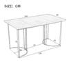 Dining Set (5-piece), Dining Table with 4 Chairs, 140×80cm Kitchen Table with Black Metal Legs, MDF Table Top in White, Dark Grey Linen Dining Chairs