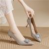 Light luxury gold women's shoes are not tired of feet, rhinestone thin heels, early spring single shoes are comfortable and versatile,