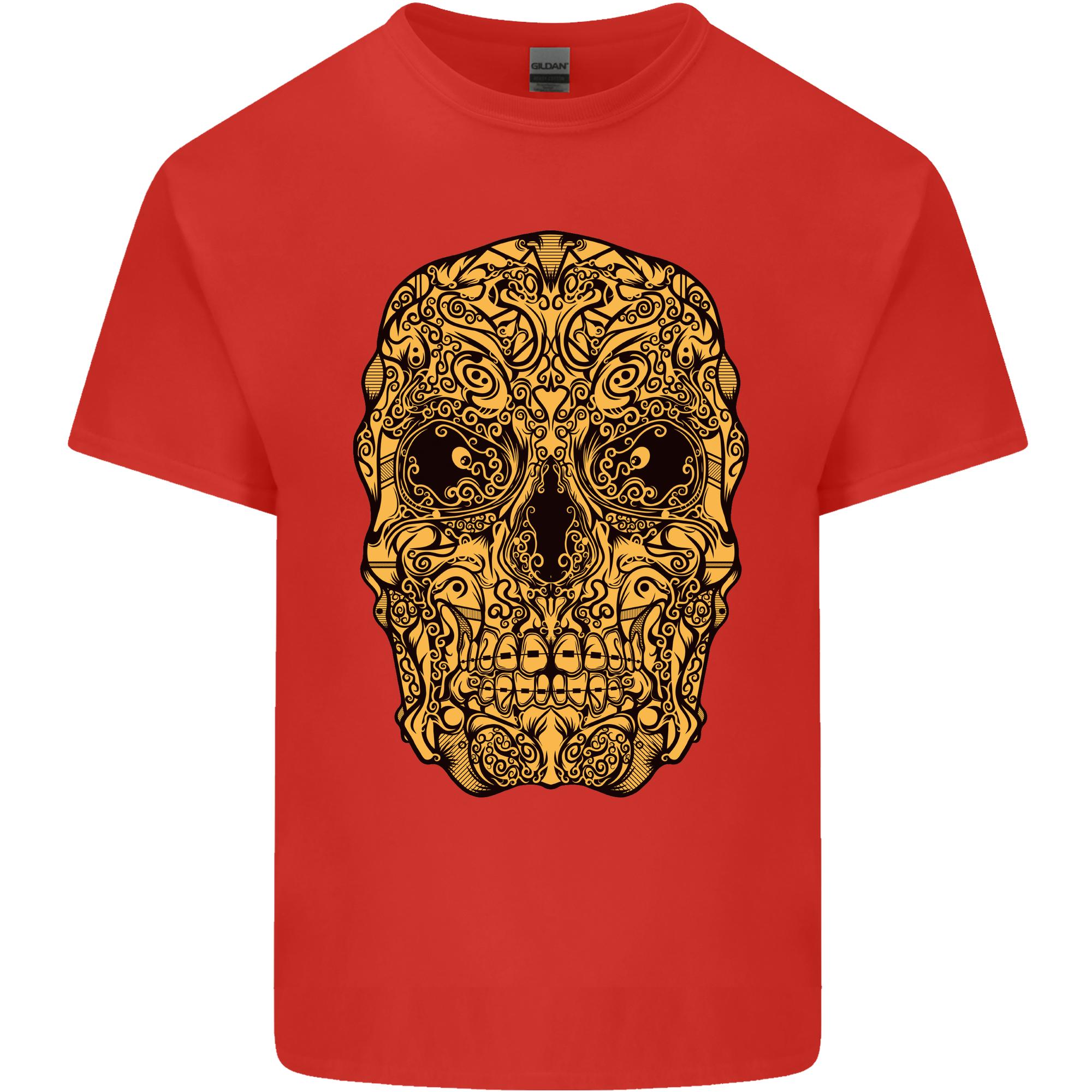 Ethnic Skull Gothic Tribal Demon Unisexs Light Cotton TShirt S
