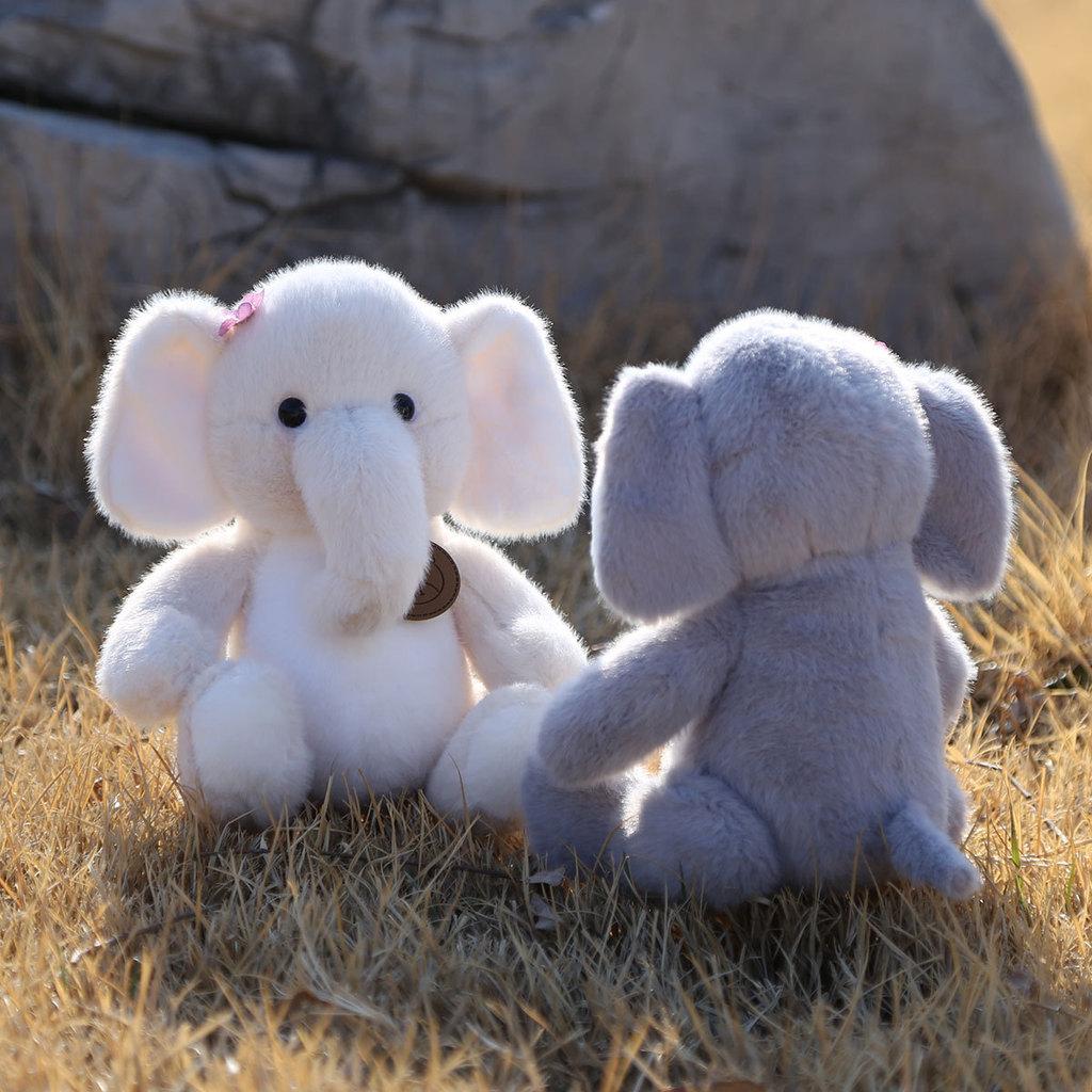 Cute Gray Beige Elephant Cartoon Plush Toy Doll For Birthday Decor