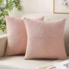 2PCS/Set Corduroy Striped Square Cushion Covers 45*45CM Soft Splicing Throw Pillow Covers for Couch Bed Chair Home Decor