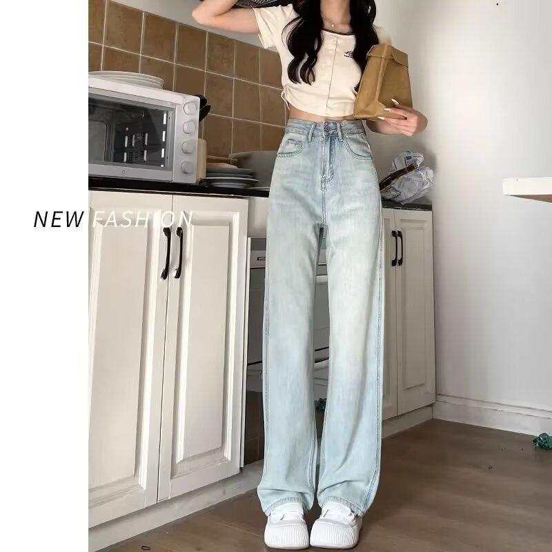 Women's White High Waist Wide Leg Jeans - Summer Thin, Plus Size, Versatile, Floor Length