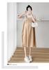 Korean Style Maternity Dress: 2026 Summer Patchwork Skirt, Faux Two-Piece Design