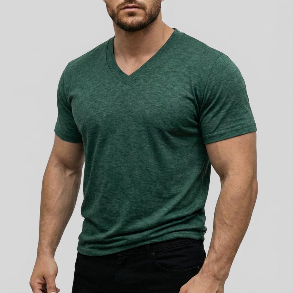 Herren Casual -farbig Elastisches Gewebe Kurzärmlig Rundhals Oberteil