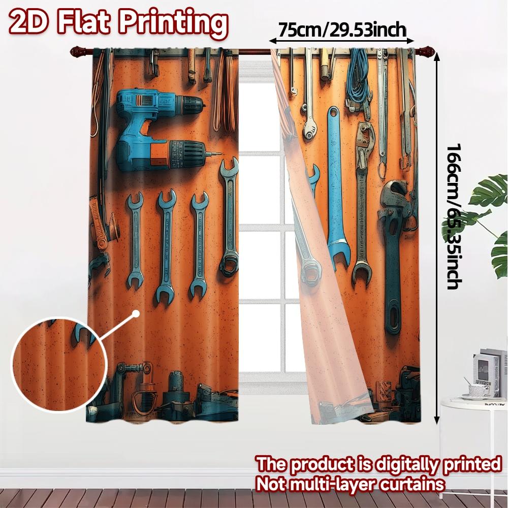 2pcs   2D FLAT PRINTING Curtains (Without Rod) Tool Wall Symphony Chic Curtain Fabric 100% Polyester Curtains Room Decor Suitable