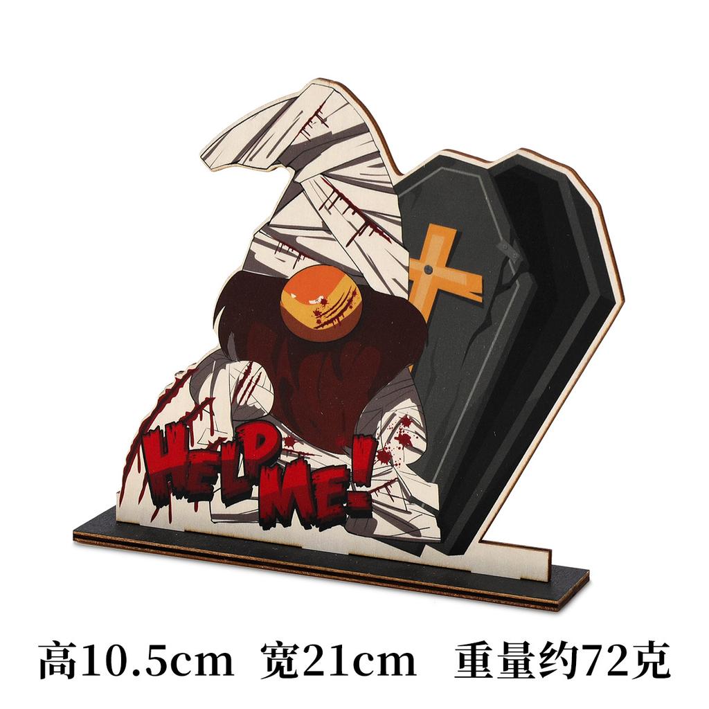 Halloween Decoration Wooden Ornaments Bar Front Desk Horror Atmosphere Table Ornaments