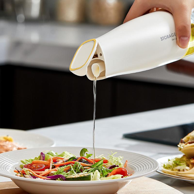 Automatic Opening and Closing Leak-proof Oil Pot, Glass Oil Pot, Kitchen Household Oil-free Seasoning Bottle, Seasoning Bottle