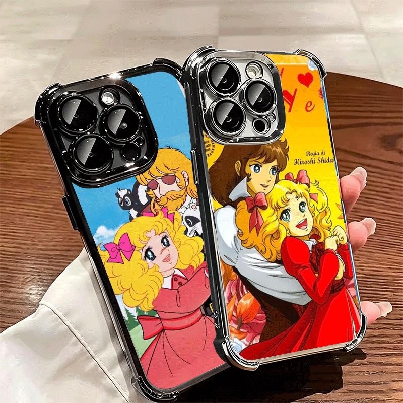 Candy 90s Cartoon Plating Phone Case For Iphone 16 17 Pro Max Air 16E 14 15 Plus 12 13 Mini Anti-Fall Airabag Cover