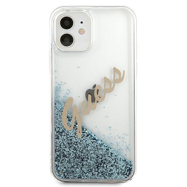 Guess Guhcp12Sglvsbl Iphone 12 Mini5,4 Niebieski/Blue Hardcase Glitter Vintage Script