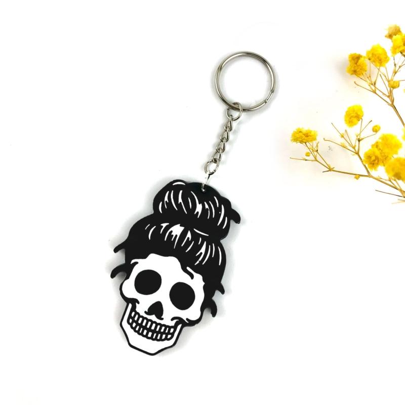 Human for Head Skull Keychain Drop Glue Mold Diy Halloween Pendant Backpack Decor Silicone Mold Epoxy Resin Crafting Mol
