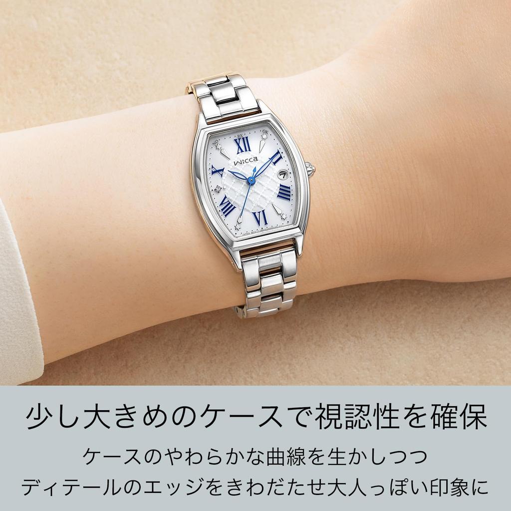 Citizen Wicca Solar Tech Tonneau Solar Second Radio-Controlled Watch, Waterproof, Shape, Silver/White, Radio-Controlled, Analog, Business, Simple,