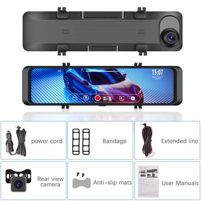 10,88 Zoll 2K-Spiegel-Dashcam, Rückfahrkamera, Doppelkameras vorn und hinten, hochauflösender Touchscreen, WLAN, Rückspiegel, Fahrrekorder