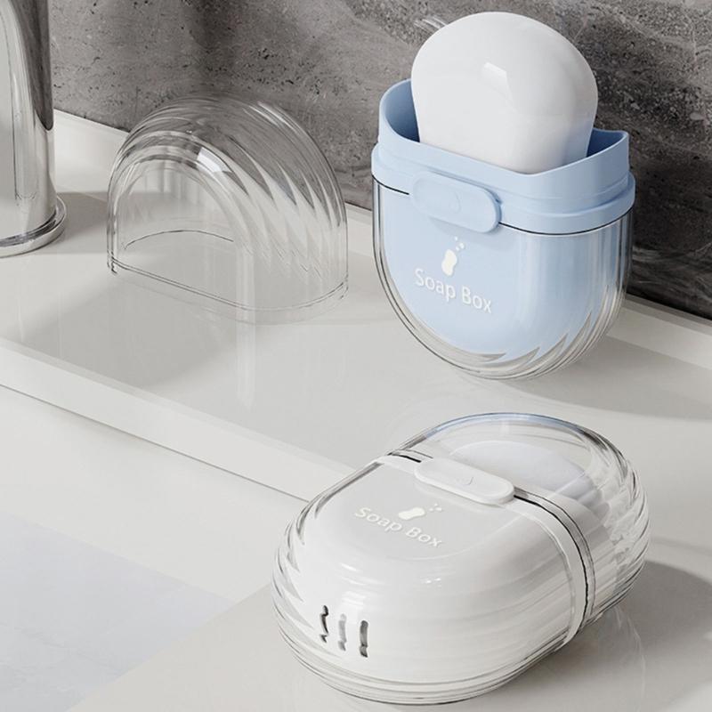 Portable Soap Holder Case Waterproof ABS Storage Box with Lid and Drainage Holes For Toiletries Bag Travel Essential