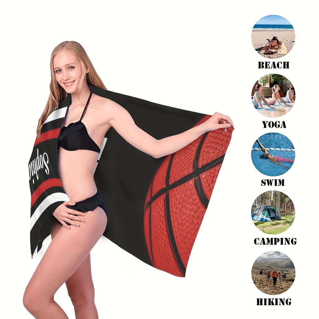 Asciugamano da Spiaggia Personalizzato Basket Nome Numero 160x80cm Asciugamani da Bagno in Microfibra Stagione Tutte Morbido Assorbente Coperta
