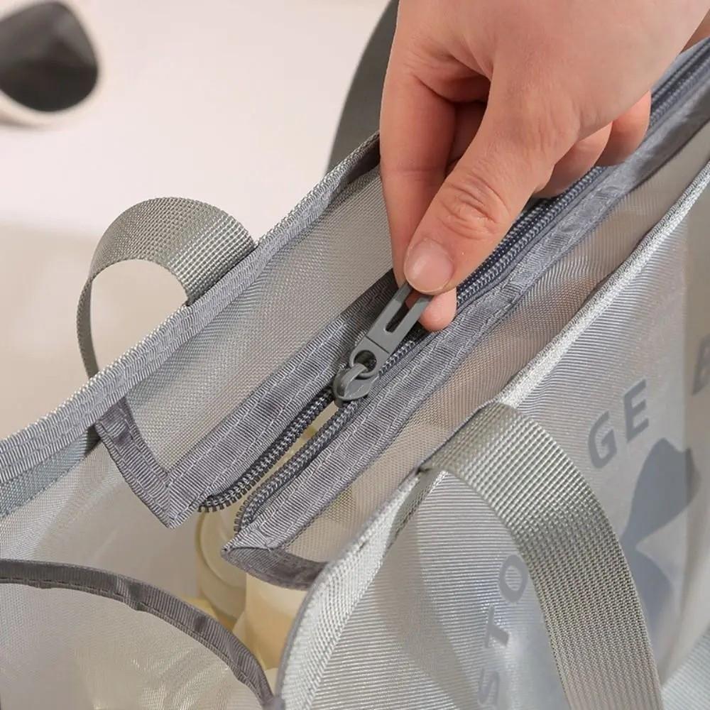 New Large Capacity Shoulder Bag Waterproof Transparent Makeup Storage Bag Hollow Mesh Multifunctional Handbag Women