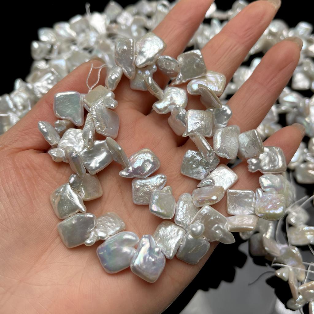 1String, White Baroque Artificial Pearl Beading, Vintage Style Handmade Irregular Square Loose Spacer Beads for DIY Jewelry Making DIY Crafts 36cm