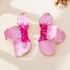 Gradual Change Of Pink Petals Dripping Oil Exaggerated Earrings, Fashion High Sense Sweet Wind Temperament Versatile Earrings
