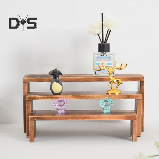 3-teiliger Präsentationsständer, Holzerhöhungen, rustikale Präsentationsständer, Kombinationstyp, Präsentationsständer für Cupcakes, Blumen, Sammlerstücke, Heim- und Bürodekor