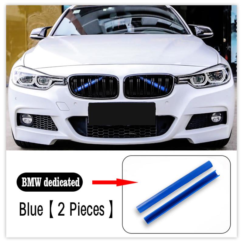 

For BMW 1 2 Series F20 F40 F21 F22 F23 F44 F45 F46 2 pcs Car Bumper Front Radiator Grille Frame Trim Strips Exterior Accessories Blue 33cm