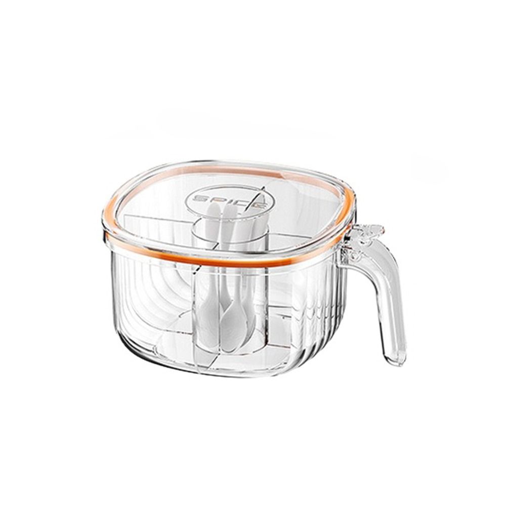 Sealed 4-compartment Seasoning Box Plastic Condiment Jar Durable Spice Storage Box  for Home