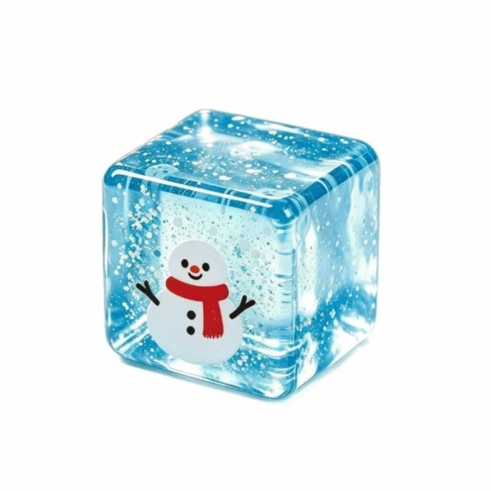 Christmas Theme Cube Squeeze Toy Stress Relief Transparent Block Pinch Toy  Office Desk Toy