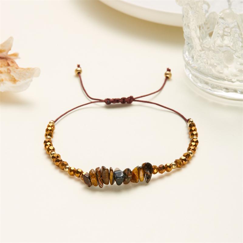 Natural Stone Gravel Chip Beads Bracelet Irregular Pink Crystal Amethysts Quartzs Bracelets Adjustable Wristbands For Women Men