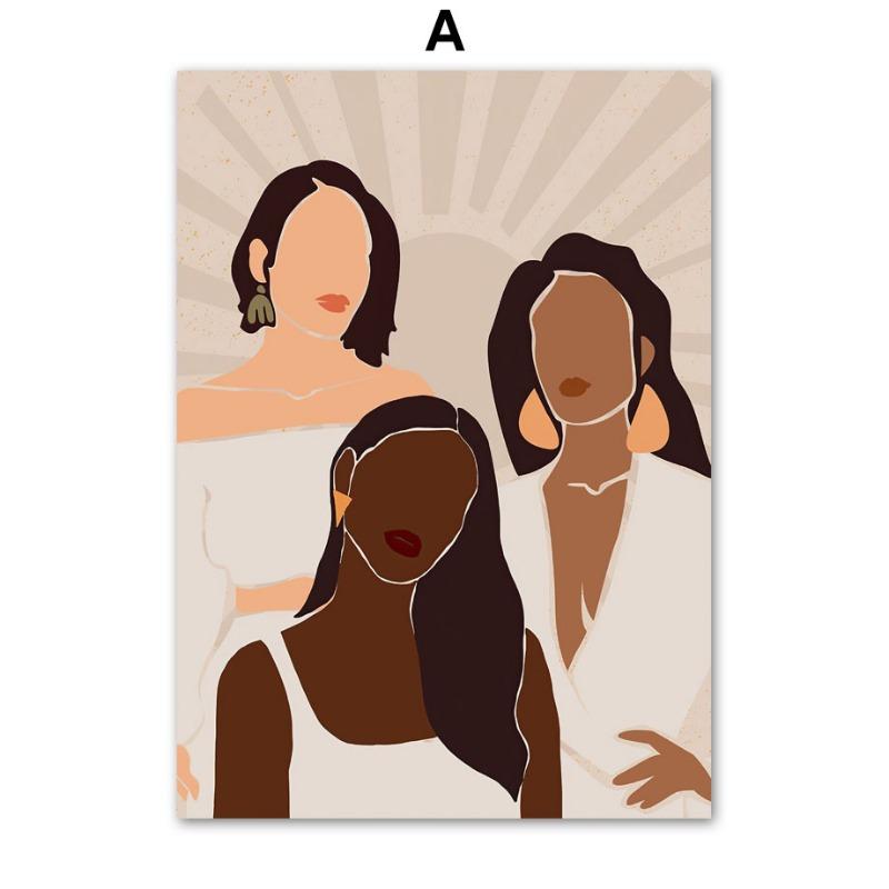 Fashion Black Girl Friends Party Boho Wall Art Canvas Painting Nordic Poster And Prints Bar Wall Pictures For Living Room Decor