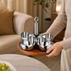 4 Pieces Stainless Steel Snack Bowl with Wooden Tray Reflective Polished Serving