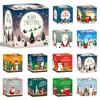 12pcs New Christmas Candy Box Merry Christmas Gift Packing Box Kraft Paper Candy Cookies Snack Boxes for Xmas New Year Party