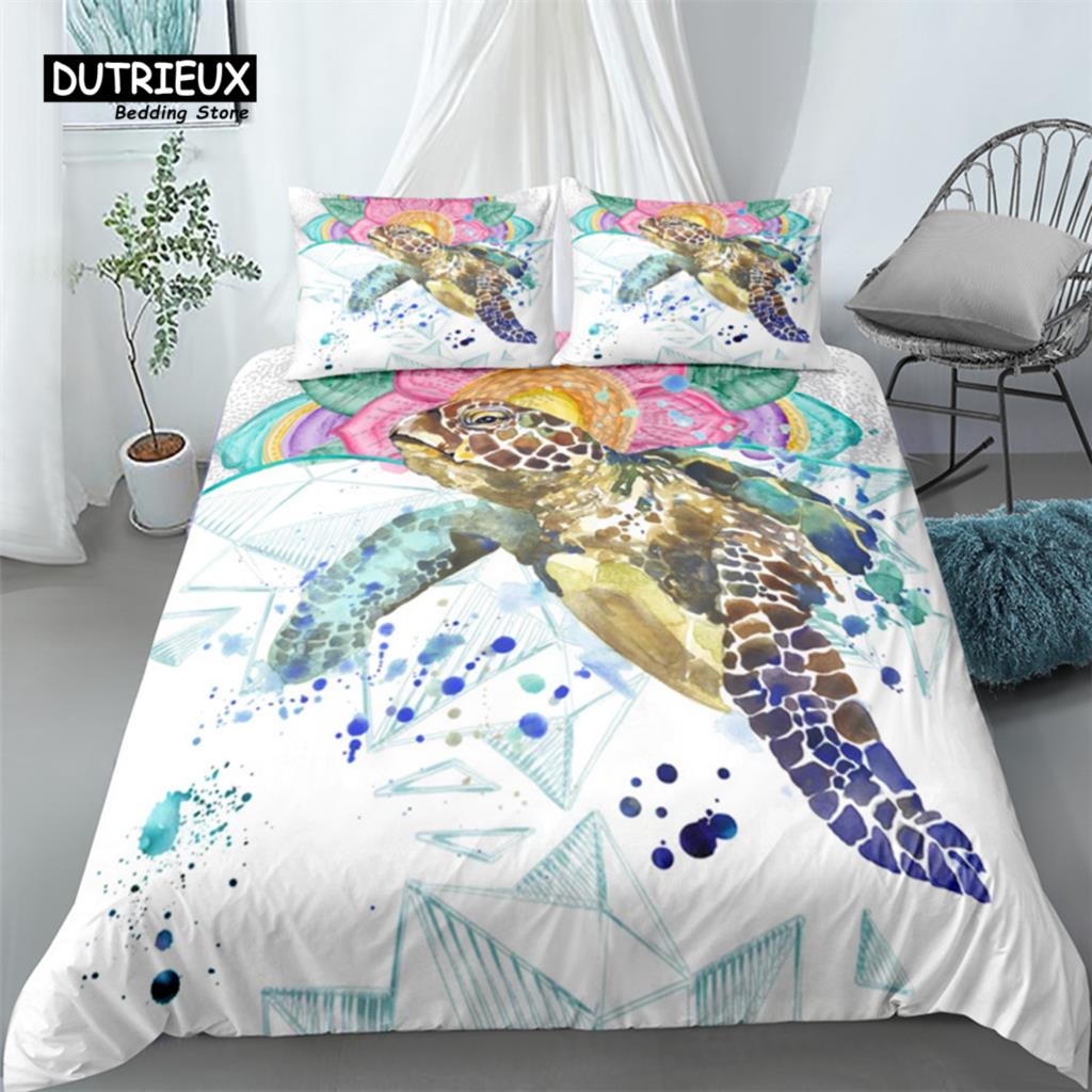Beautiful Water Color Rocks Duvet Cover Set, Shell Bedding Set, Soft Comfortable Breathable Duvet Cover, For Bedroom Guest Room