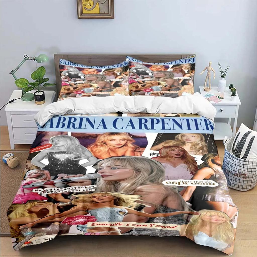 Comforter Pop Female Singer S-Sabrina Print Bedding Sets Exquisite Bed Supplies Set Bed Comforter Set Bedding Set Luxury Gift