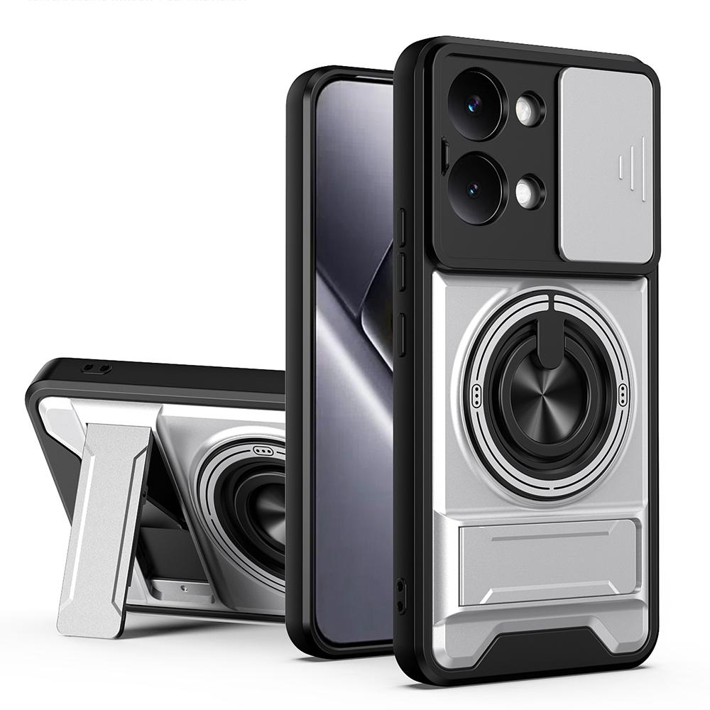 KEYSION Magnetic Phone Case for Xiaomi POCO X8 Pro Max Slide Camera Protection Upright Kickstand 360° Ring Shockproof Back Cover