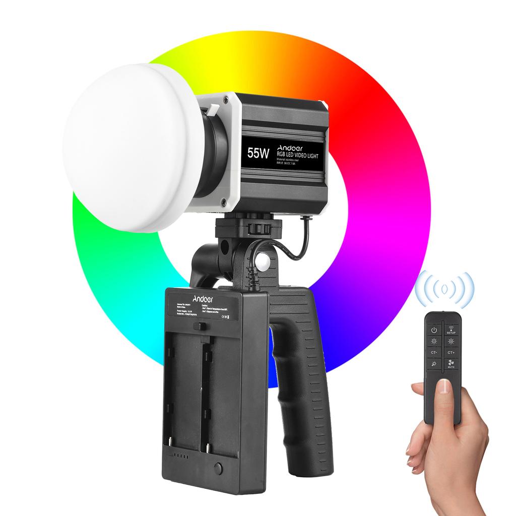 Andoer Luz De Vídeo Cob Led Tricolor 60 W Para Fotografia, Tela Lcd Regulável 2800 K A 6800 K, Sistema Controle Ventilador Com 9 Efeitos Especiais, Alça Refletora E Remoto (Tricolor Andoer Luz De Vídeo Cob Led Tricolor 60 W Para Fotografia, Tela Lcd Regulável 2800 K A 6800 K, Sistema Controle Ventilador Com 9 Efeitos Especiais, Alça Refletora E Remoto (Tricolor