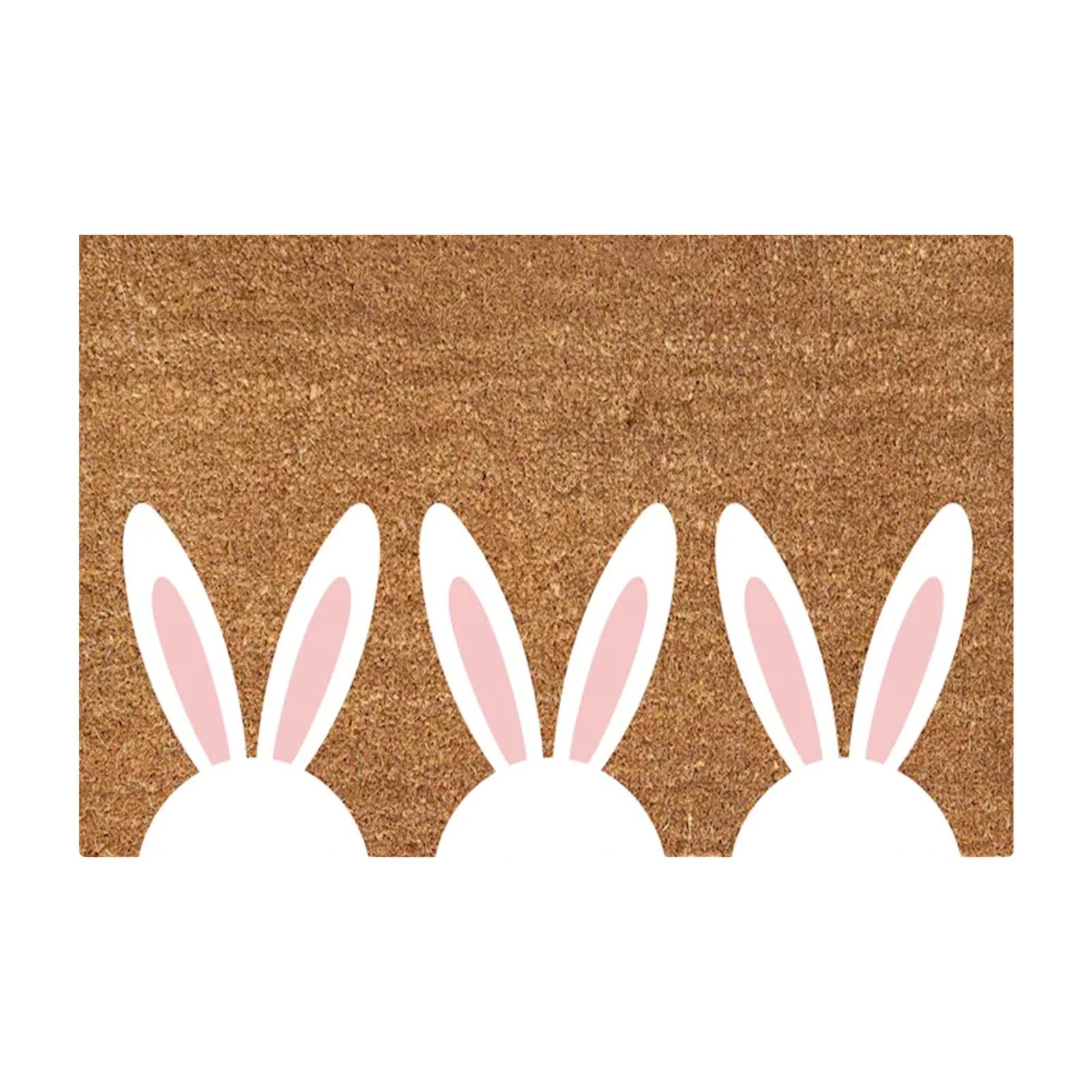 Welcome Doormat with Bunny Print Every Bunny Welcome Text Durable Coir Material for Entryway Indoor Outdoor Use One Size