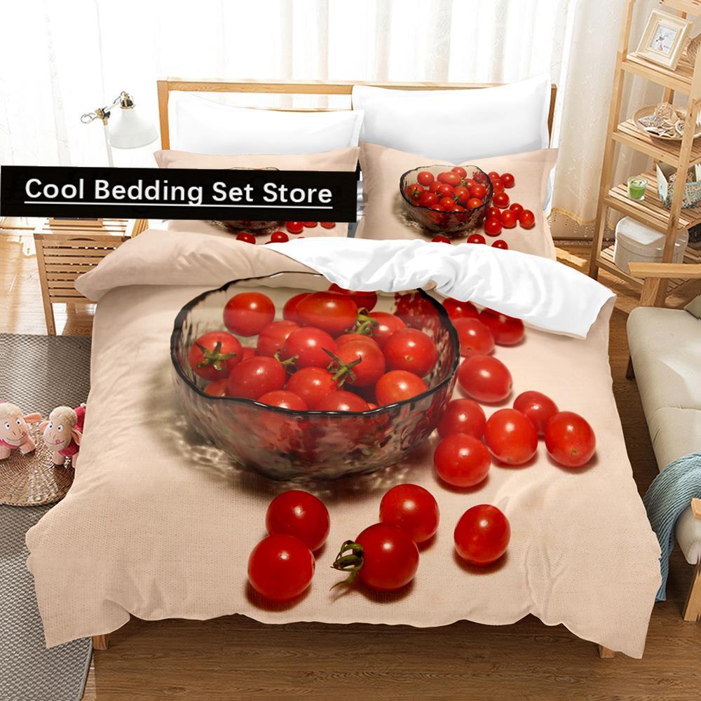 2014 Cartoon Erdbeere Gemüse und Obst Bettwäsche Set Einzel Twin Voll Königin King Size Bett Set Teenager Schlafzimmer Bettbezug S
