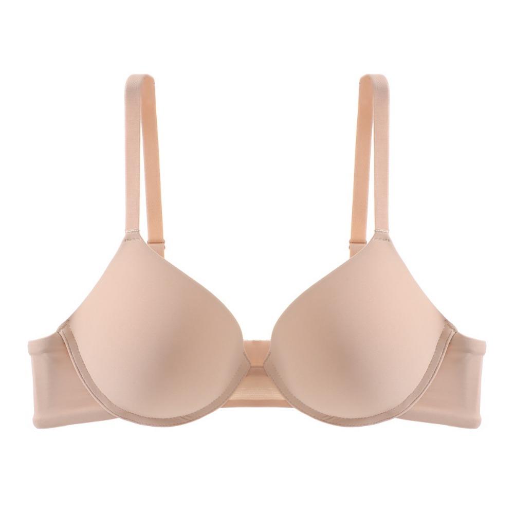 

Push Up Bra Backless Women Jelly Bras Low Cut Sexy Plunge Brassiere Open Back Wedding Underwear Invisible Seamless Deep V Lingerie S бежевий