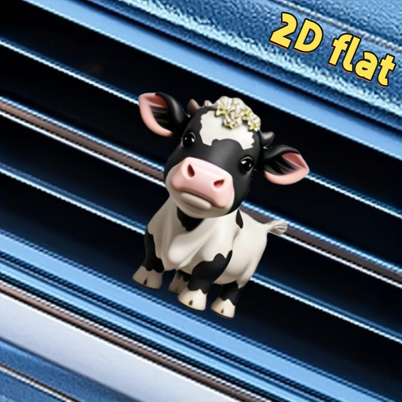 

1PC Cute cow acrylic flat suitable for car air vents, aromatherapy clip, car interior decoration