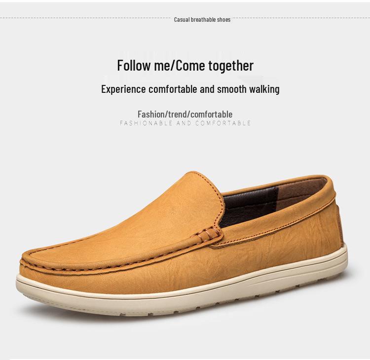 Men's Genuine Leather Slip-on Loafers - Spring Cowhide Casual Shoes