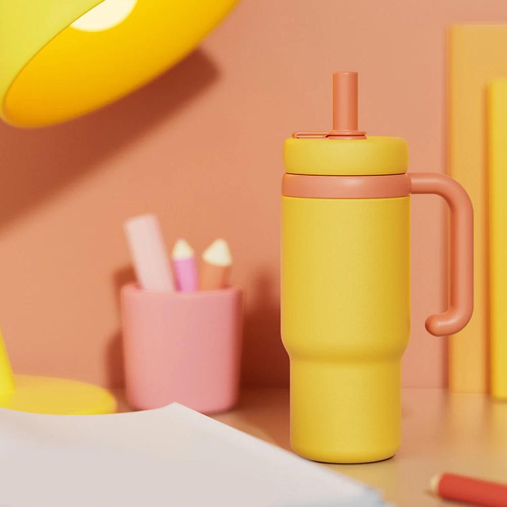 710ML Stainless Steel Whale Fountain Tumbler with Handle with Straw Drinking Cup Leak Proof Vacuum Cup for Baby Teens and Adults