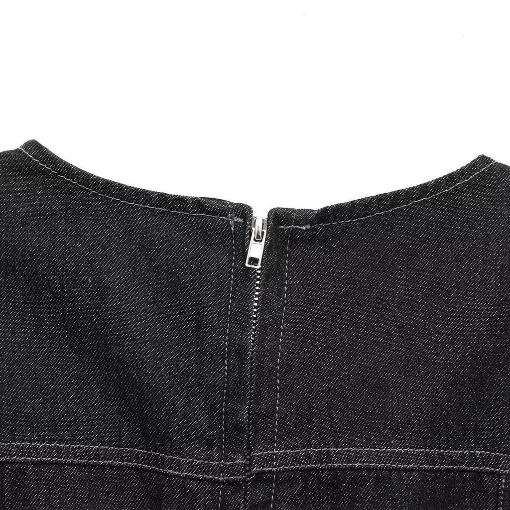 2025 Spring Women's Sleeveless Round Neck Slim Denim Mini Dress