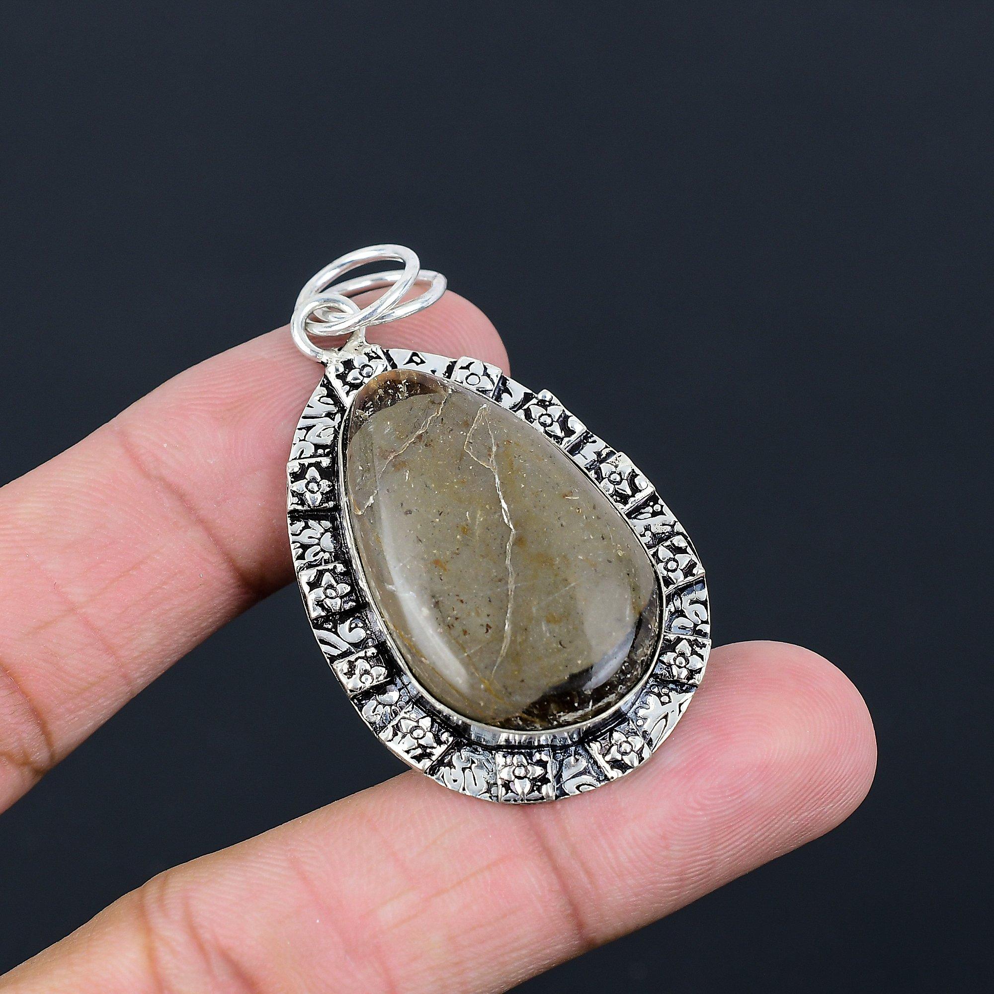 Womens day Sale 925 Silver Natural Septarian Sister Bezel Artisan Trendy Pendant