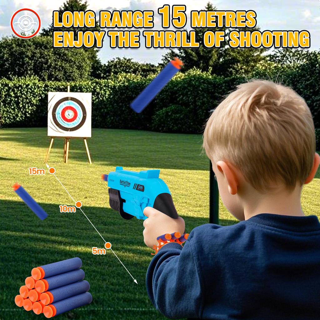 Non-Toxic Kids Outdoor Manual Foam Dart Blaster Gun With Dual Handles Safe Ammo Soft Bullet Multi Colors For Children